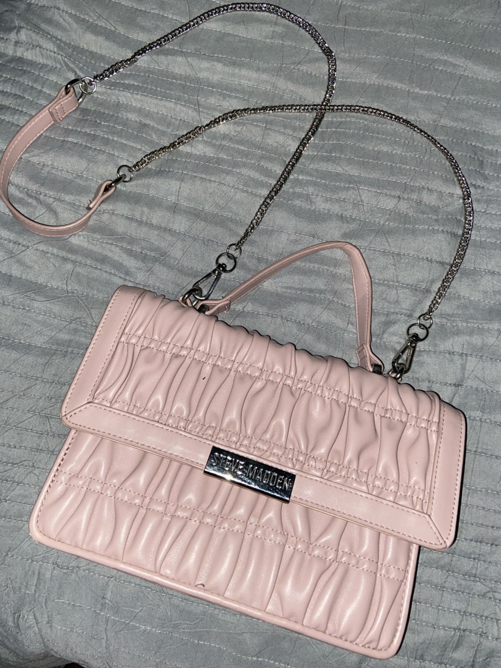 Steve Madden Blush Pink Ruched Top-Handle Crossbody